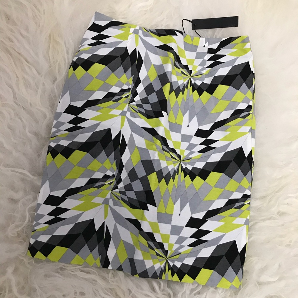 TIBI Geometric Silk-Blend Skirt